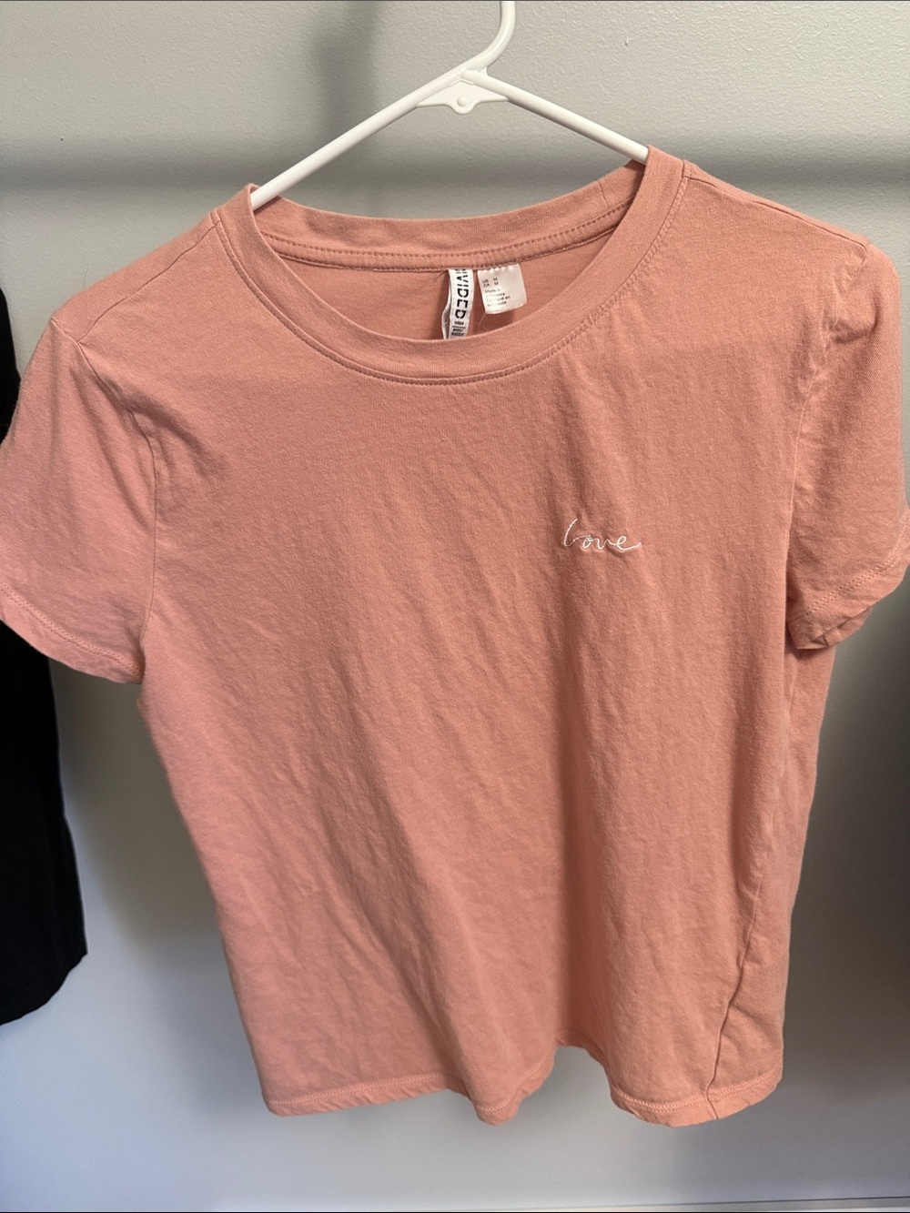 Divided Rose Pink 'love' Embroidered Short Sleeve Tee